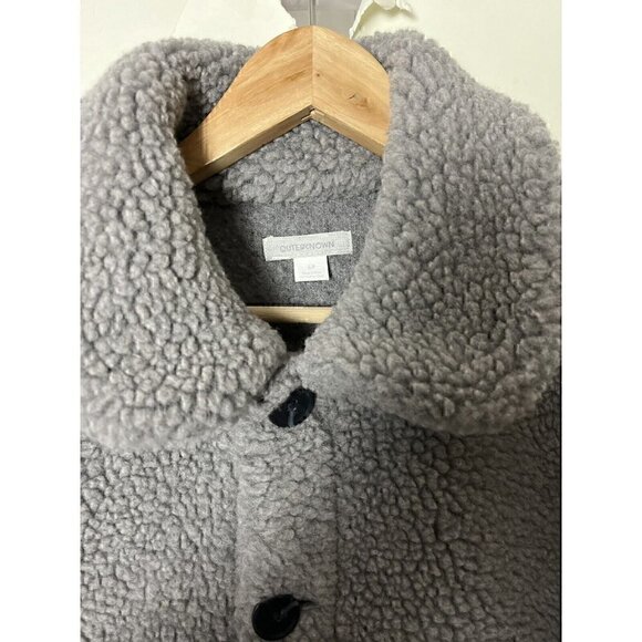 Outerknown Woodland Sherpa Coat Snap Pockets Oversized Gray Medium  0620 - Picture 5 of 6